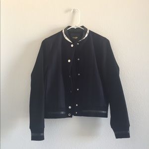 Maje grey navy blue black bomber jacket 36
